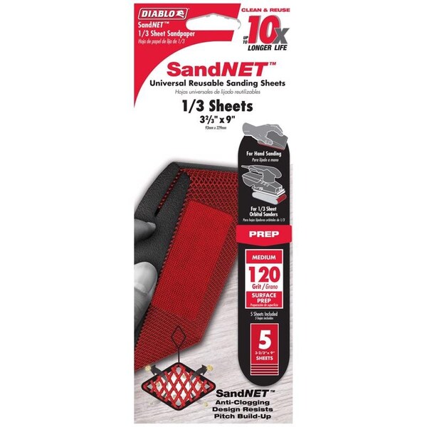 Diablo Diablo SandNet 9 in. L X 3-2/3 in. W 120 Grit Ceramic Blend Sanding Sheet 5 pk DNS323120S05G - main